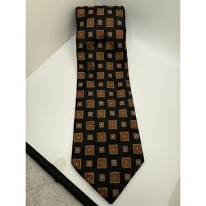 Robert Talbott Nordstrom Extra Long Silk Tie 66" x 4" Black Gold Geometric